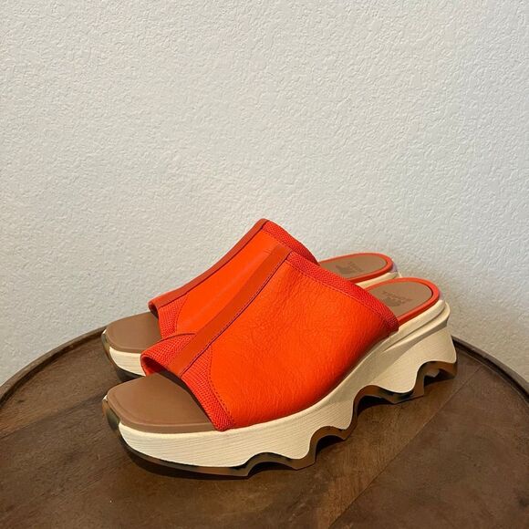 Sorel Orange Kinetic Impact Slide High Platform Slip-On Sandals Women's Size 11 - Picture 1 of 8